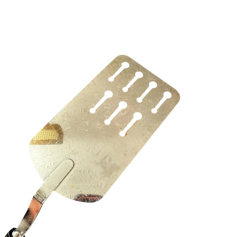 VTG Ekco Spatula Keyhole Slotted Turner Chromium Plated USA Black Handle 12 Inch